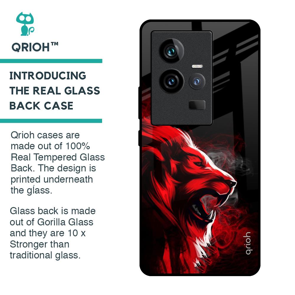 Red Angry Lion Glass Case for iQOO 11