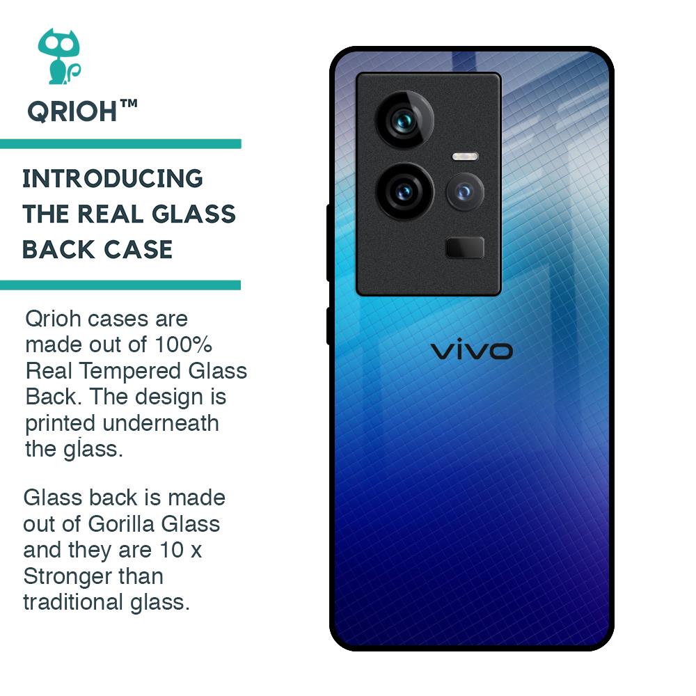 Blue Rhombus Pattern Glass Case for iQOO 11