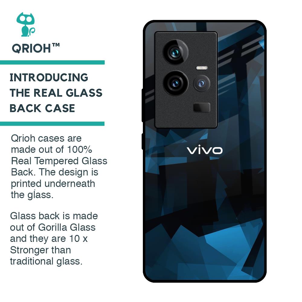 Polygonal Blue Box Glass Case For iQOO 11