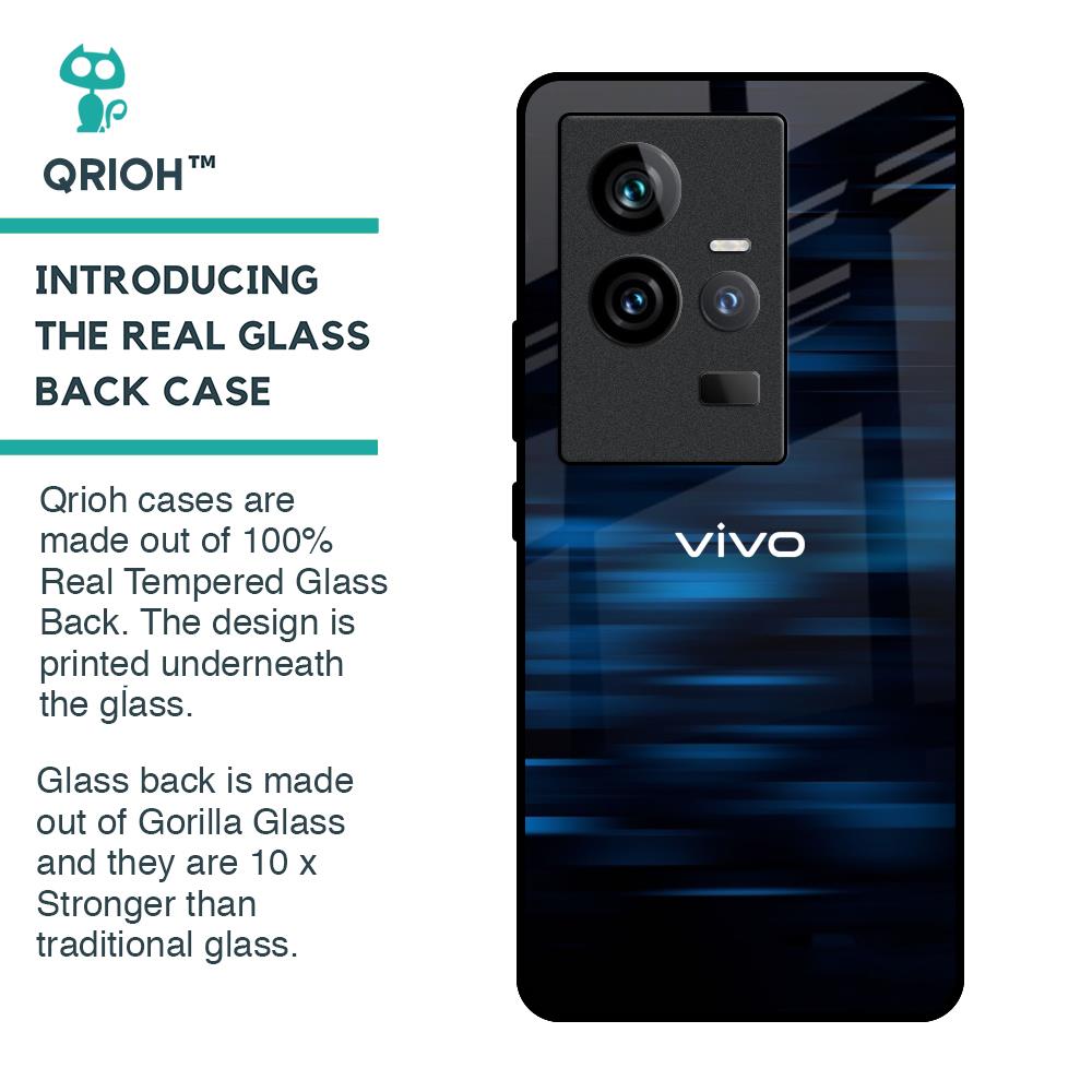 Blue Rough Abstract Glass Case for iQOO 11