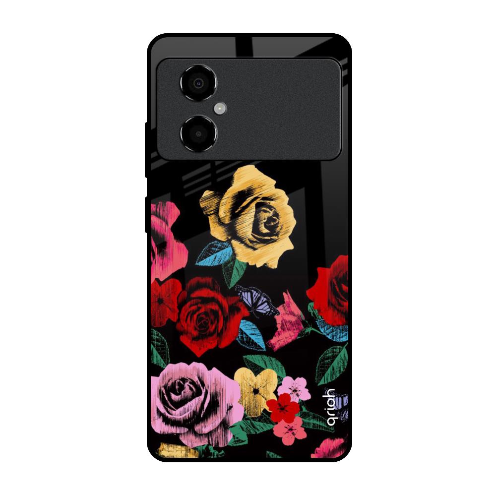 Floral Decorative Poco M4 5G Glass Back Cover Online