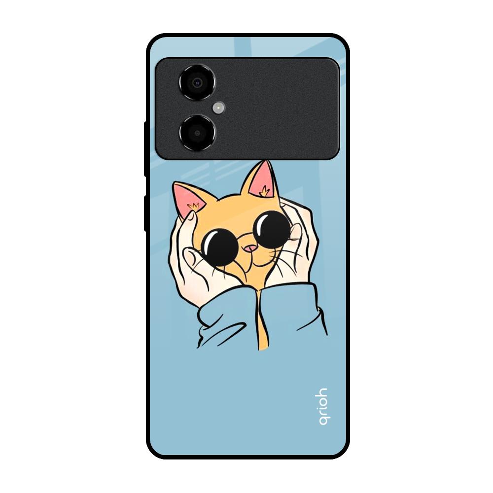 Adorable Cute Kitty Poco M4 5G Glass Back Cover Online