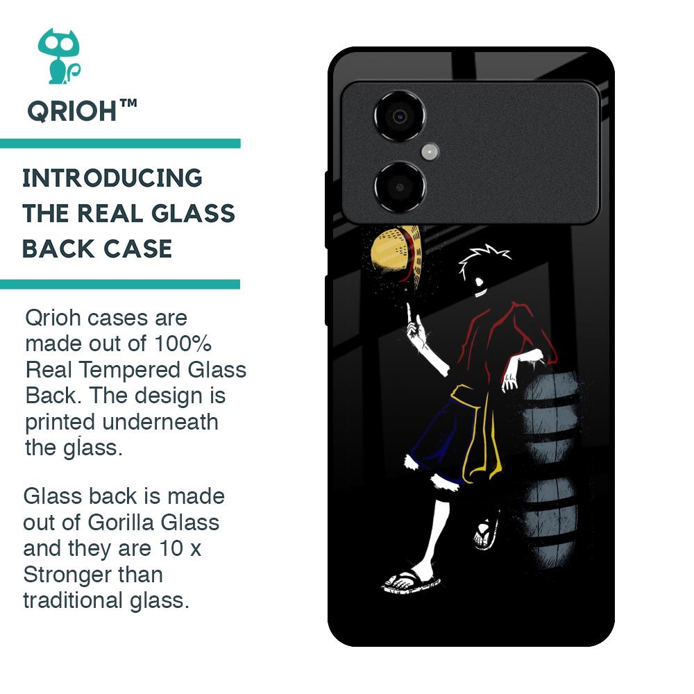 Luffy Line Art Glass Case for Poco M4 5G