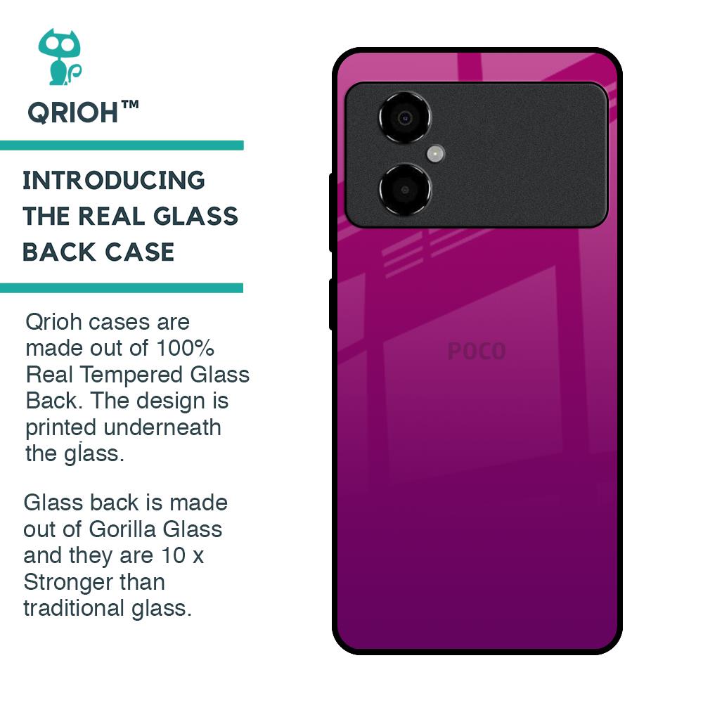 Magenta Gradient Glass Case For Poco M4 5G