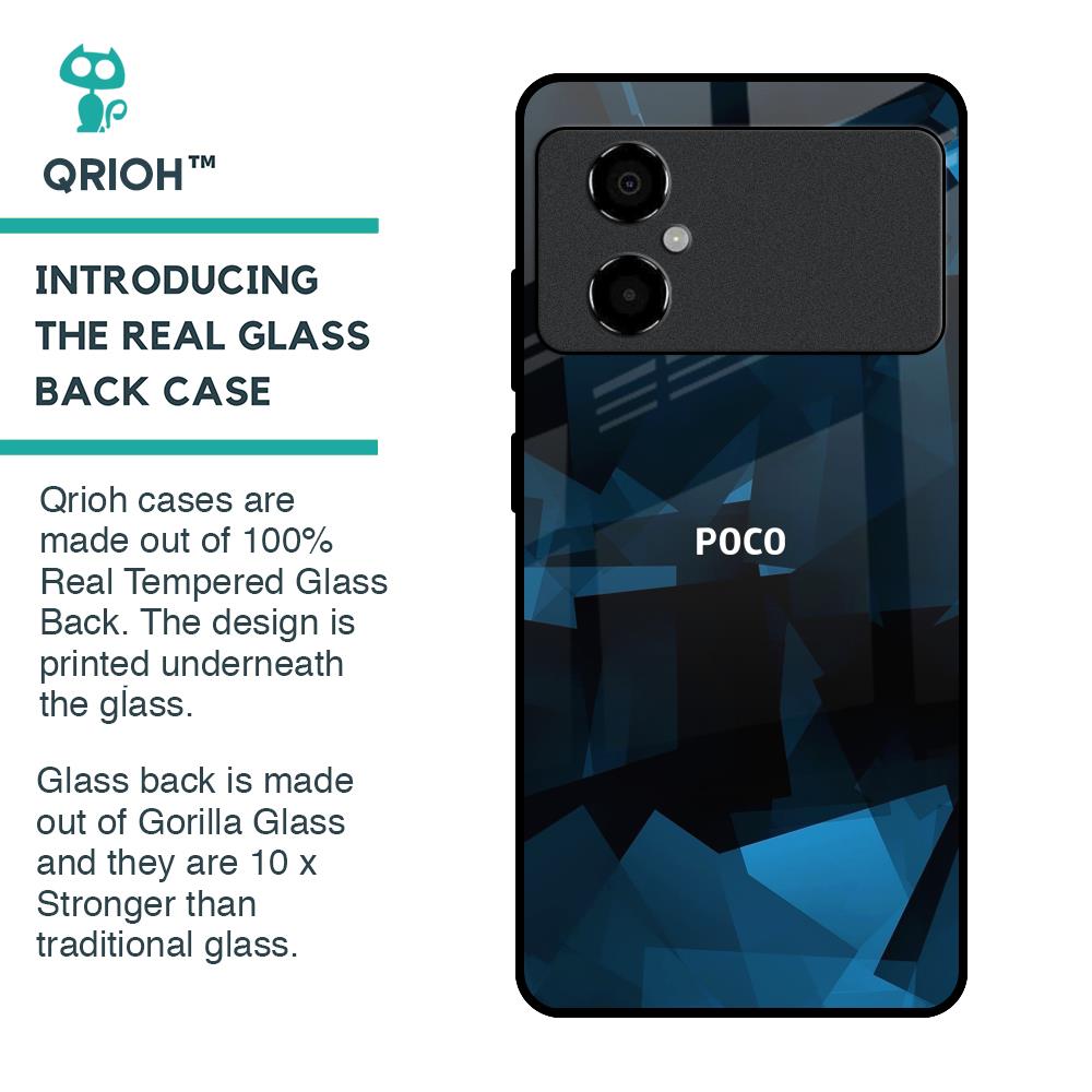 Polygonal Blue Box Glass Case For Poco M4 5G