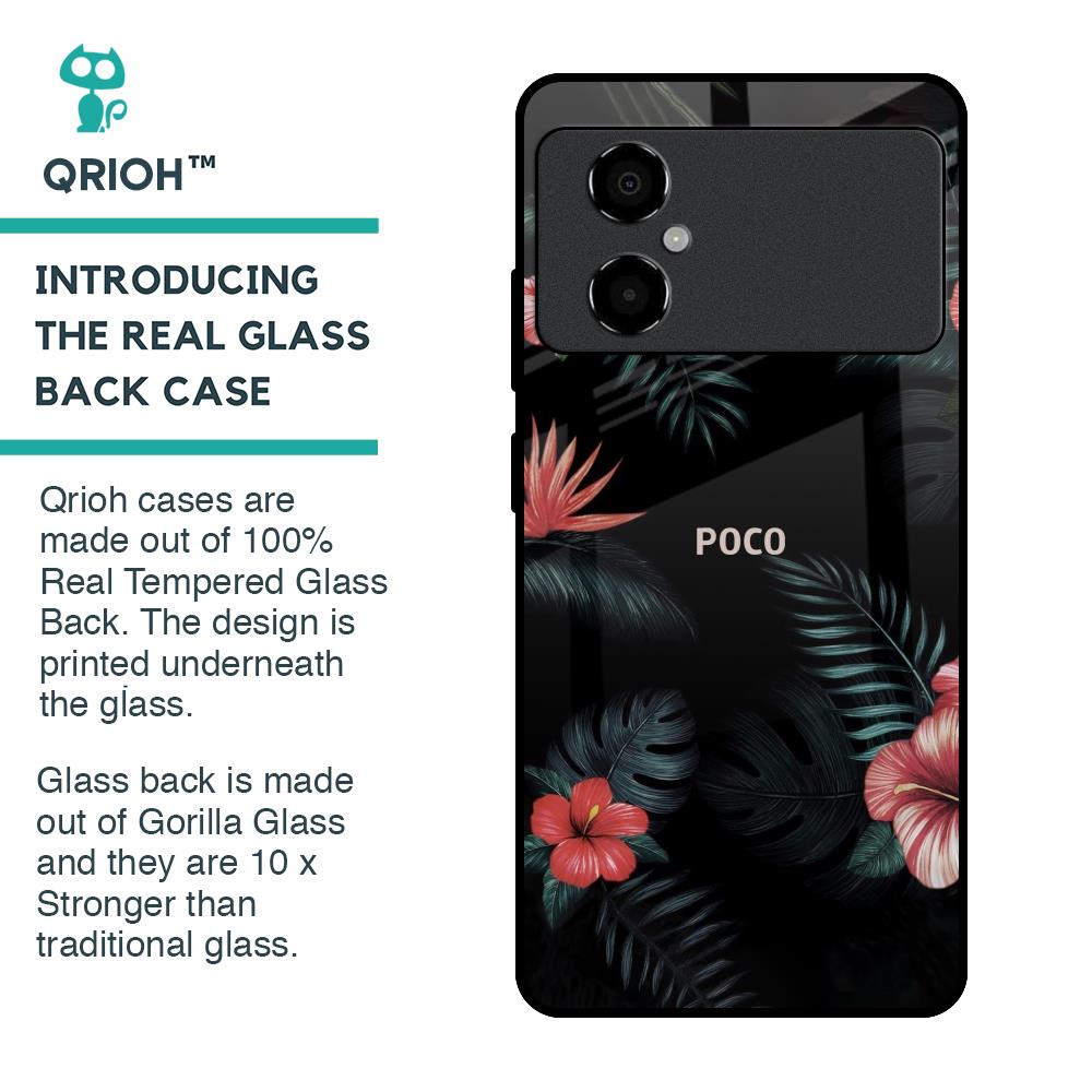 Tropical Art Flower Glass Case for Poco M4 5G