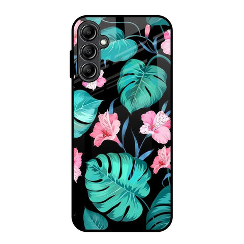 Tropical Leaves & Pink Flowers Samsung Galaxy A14 5G Glass Back Cover Online
