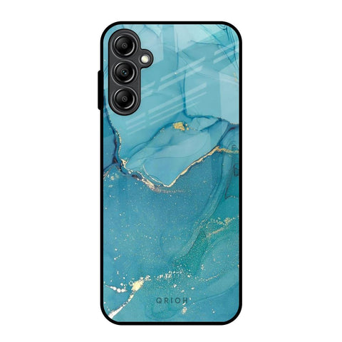Blue Golden Glitter Samsung Galaxy A14 5G Glass Back Cover Online