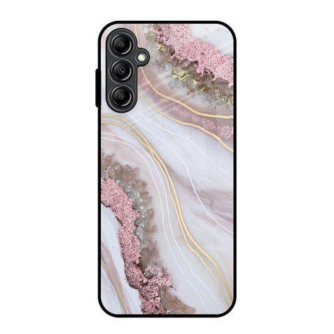 Pink & Gold Gllitter Marble Samsung Galaxy A14 5G Glass Back Cover Online