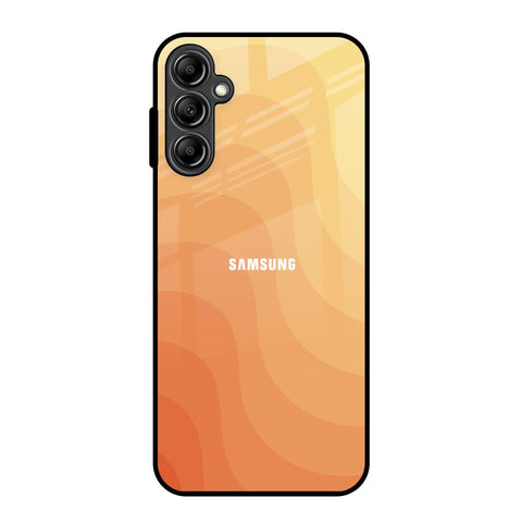 Orange Curve Pattern Samsung Galaxy A14 5G Glass Back Cover Online