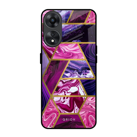 Electroplated Geometric Marble Oppo A78 5G Glass Back Cover Online