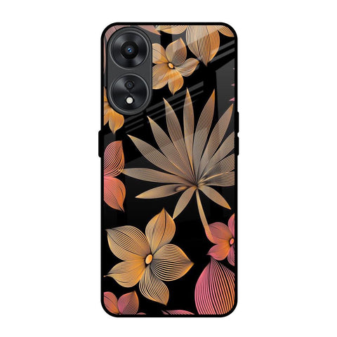 Lines Pattern Flowers Oppo A78 5G Glass Back Cover Online