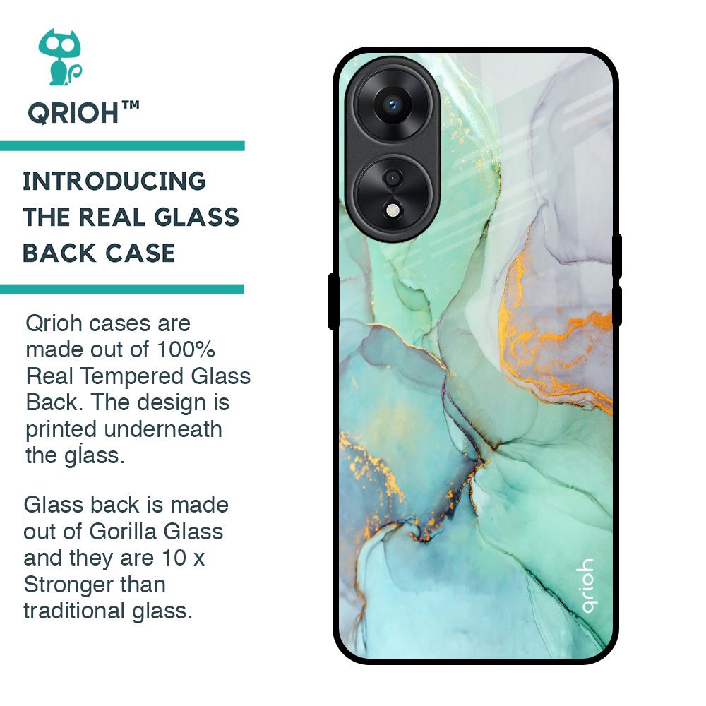 Green Marble Glass Case for Oppo A78 5G