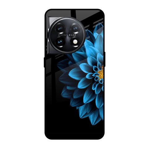 Half Blue Flower OnePlus 11 5G Glass Back Cover Online