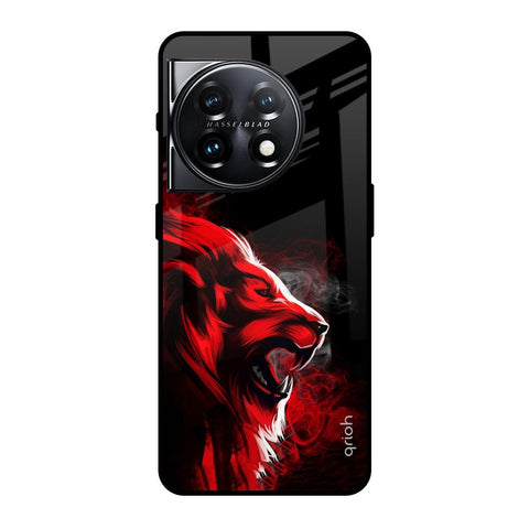 Red Angry Lion OnePlus 11 5G Glass Back Cover Online