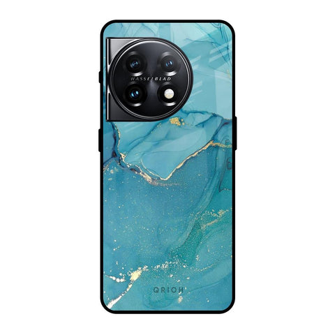 Blue Golden Glitter OnePlus 11 5G Glass Back Cover Online