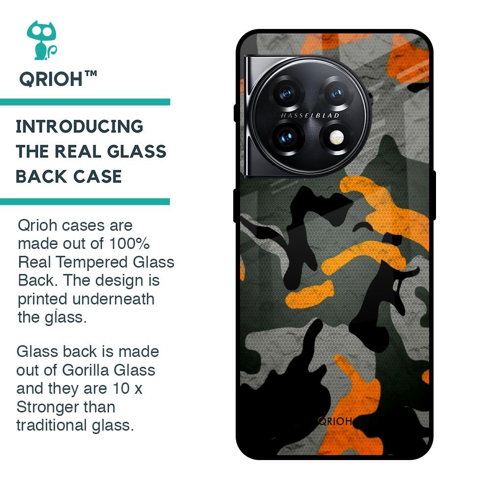 Camouflage Orange Glass Case For OnePlus 11 5G