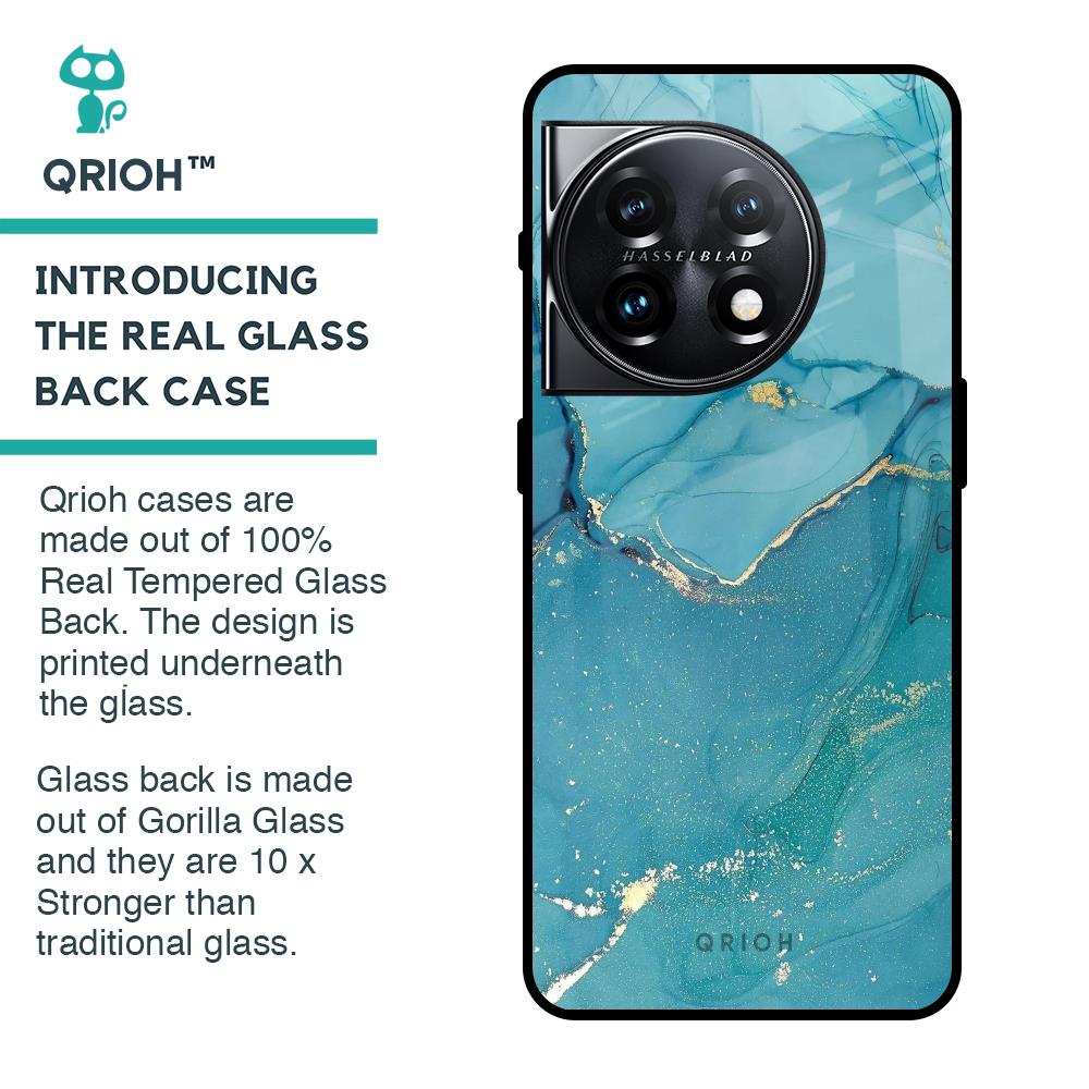 Blue Golden Glitter Glass Case for OnePlus 11 5G