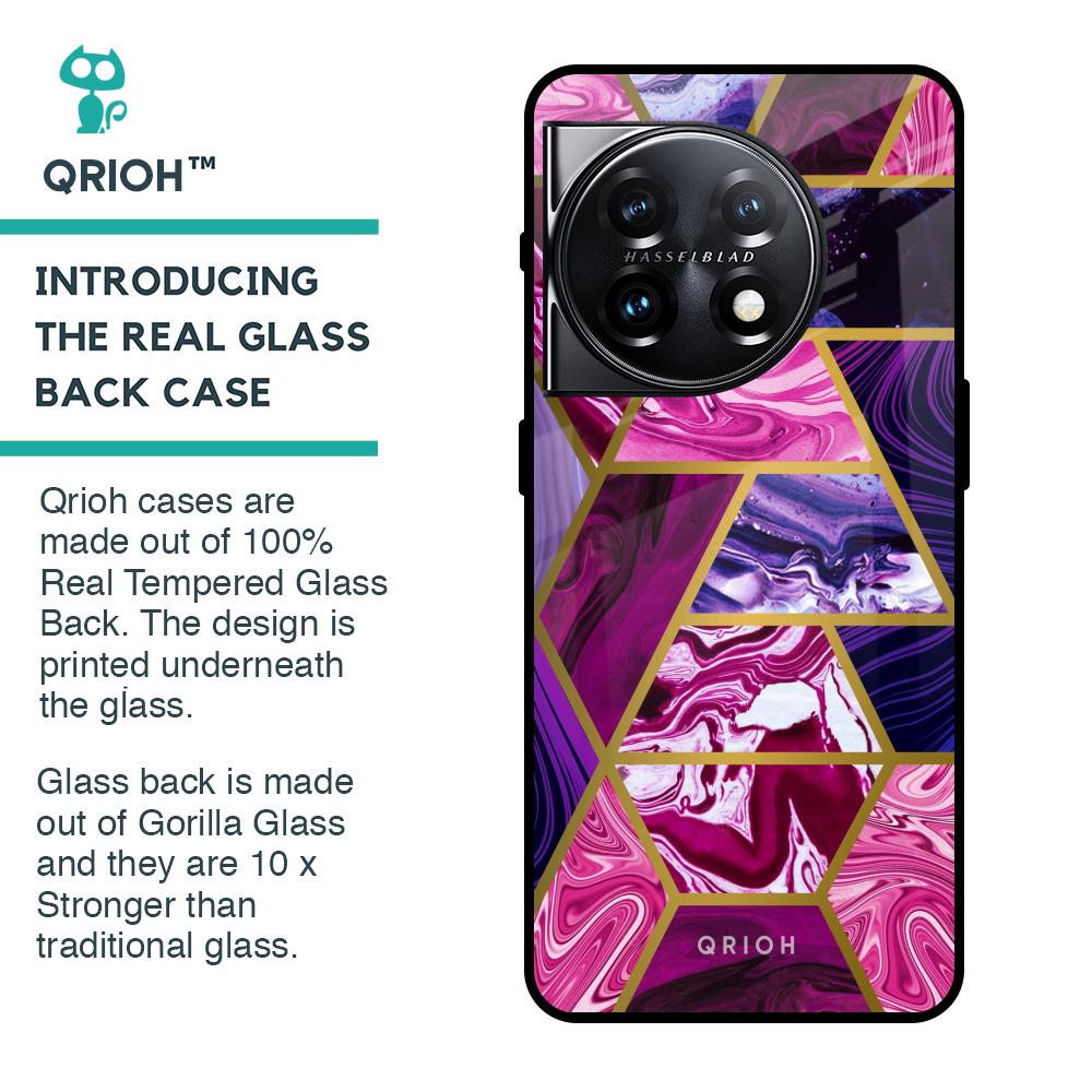 Electroplated Geometric Marble Glass Case for OnePlus 11 5G