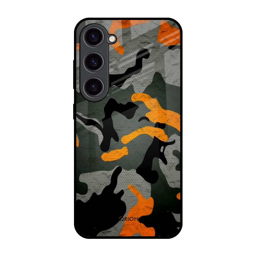 Camouflage Orange Samsung Galaxy S23 5G Glass Back Cover Online