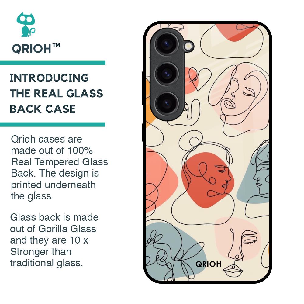 Abstract Faces Glass Case for Samsung Galaxy S23 5G