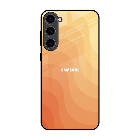 Orange Curve Pattern Samsung Galaxy S23 Plus 5G Glass Back Cover Online