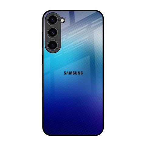 Blue Rhombus Pattern Samsung Galaxy S23 Plus 5G Glass Back Cover Online