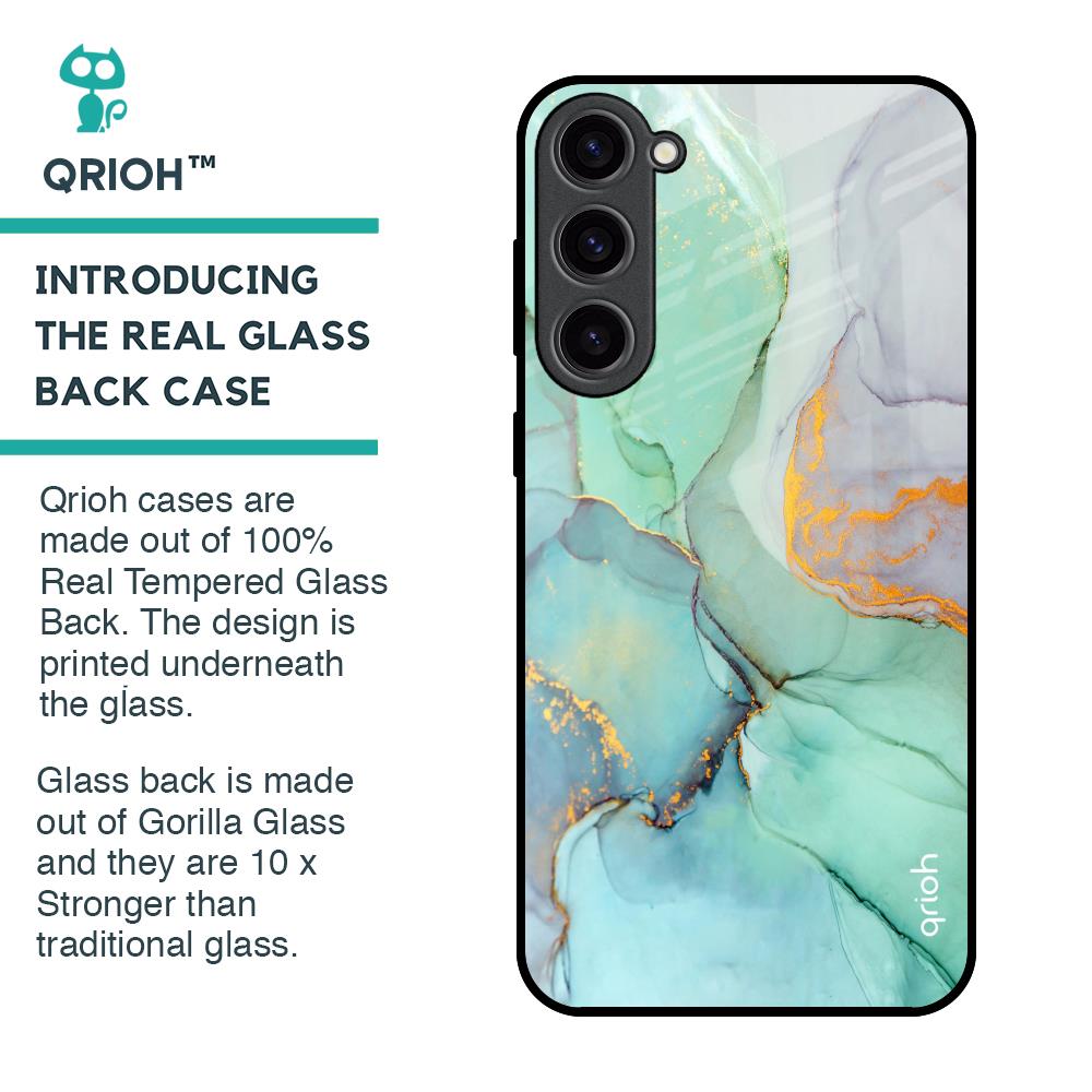 Green Marble Glass Case for Samsung Galaxy S23 Plus 5G
