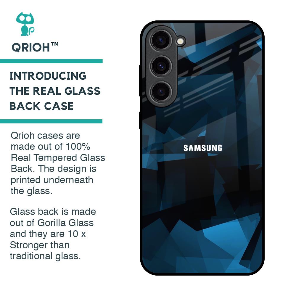 Polygonal Blue Box Glass Case For Samsung Galaxy S23 Plus 5G