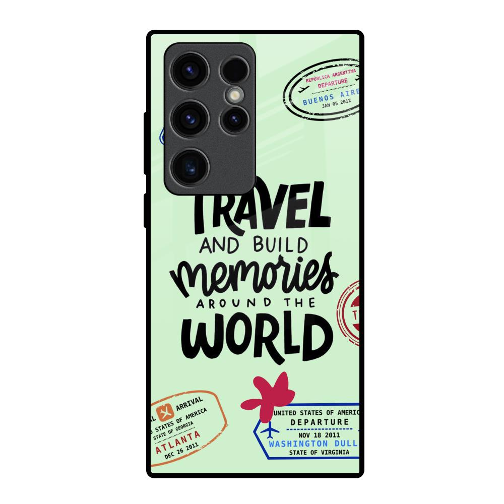 Travel Stamps Samsung Galaxy S23 Ultra 5G Glass Back Cover Online