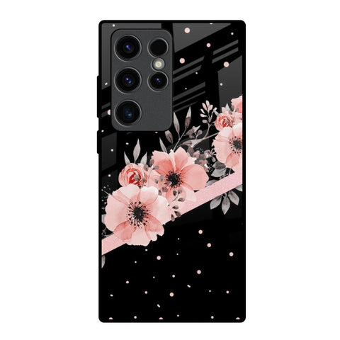 Floral Black Band Samsung Galaxy S23 Ultra 5G Glass Back Cover Online