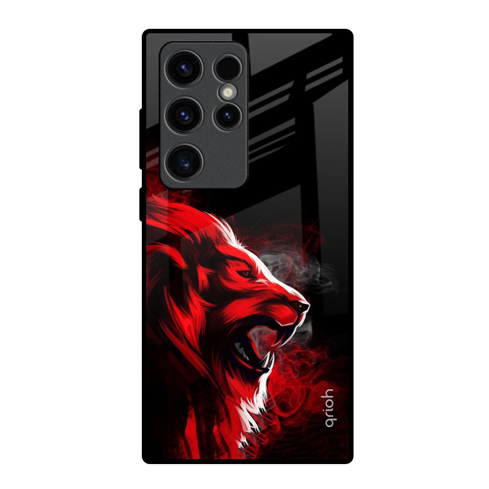Red Angry Lion Samsung Galaxy S23 Ultra 5G Glass Back Cover Online