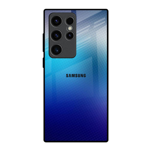 Blue Rhombus Pattern Samsung Galaxy S23 Ultra 5G Glass Back Cover Online
