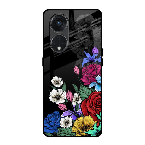 Rose Flower Bunch Art Oppo Reno8T 5G Glass Back Cover Online