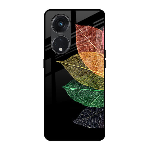 Colorful Leaves Oppo Reno8T 5G Glass Back Cover Online