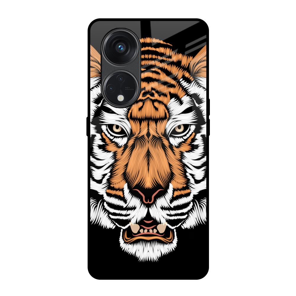 Angry Tiger Oppo Reno8T 5G Glass Back Cover Online