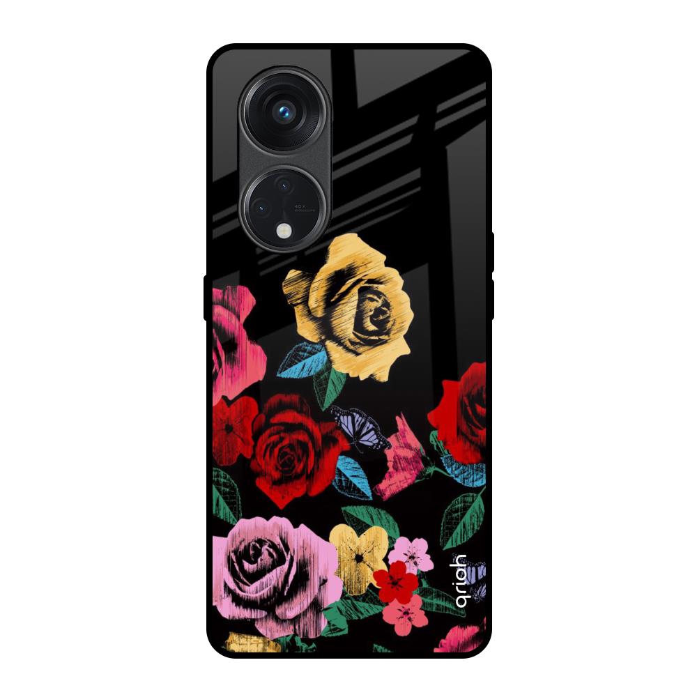 Floral Decorative Oppo Reno8T 5G Glass Back Cover Online