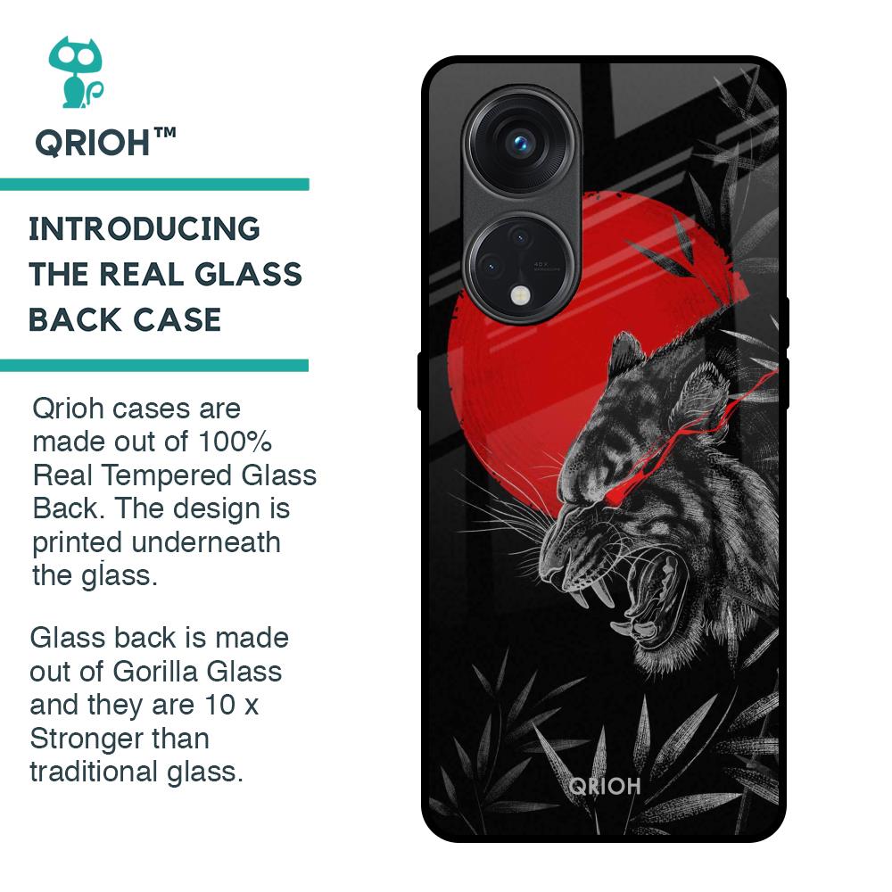 Red Moon Tiger Glass Case for Oppo Reno8T 5G