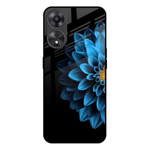 Half Blue Flower Oppo A58 5G Glass Back Cover Online