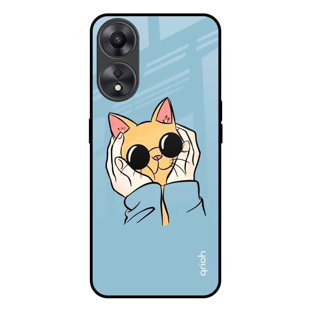 Adorable Cute Kitty Oppo A58 5G Glass Back Cover Online