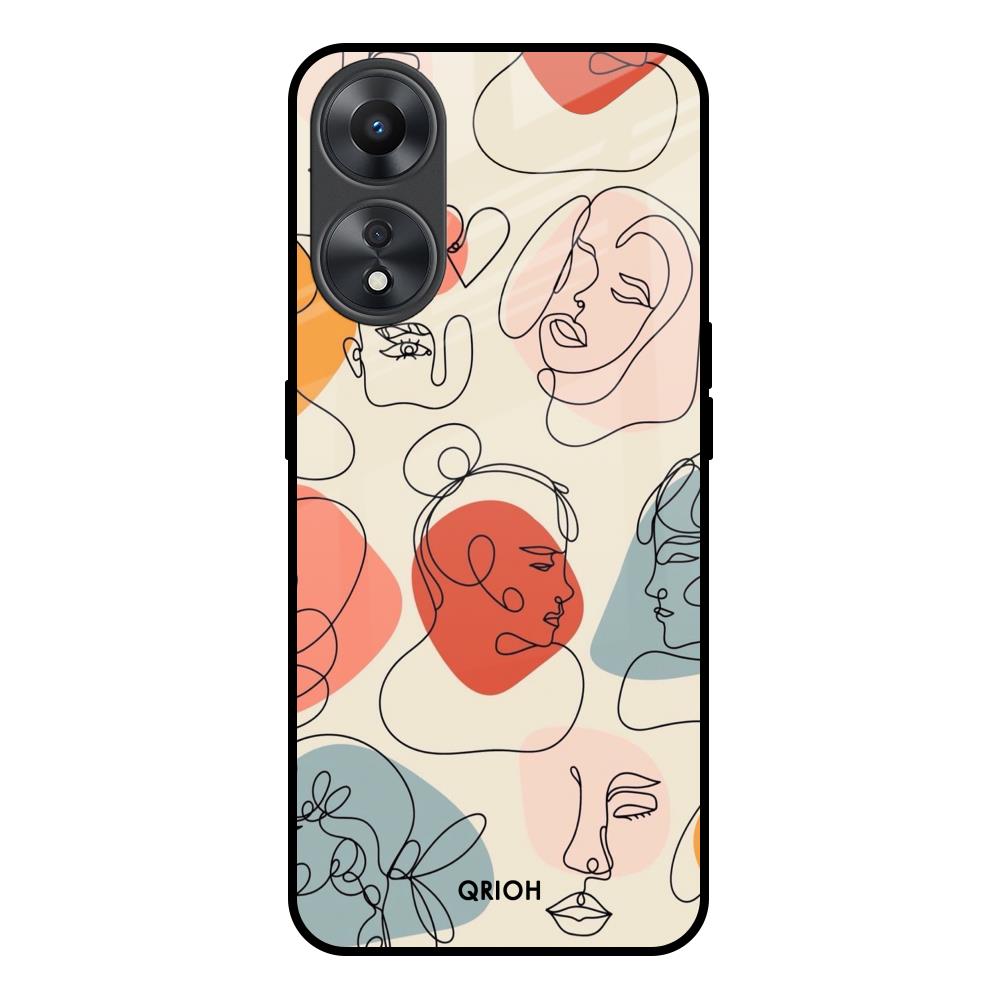 Abstract Faces Oppo A58 5G Glass Back Cover Online