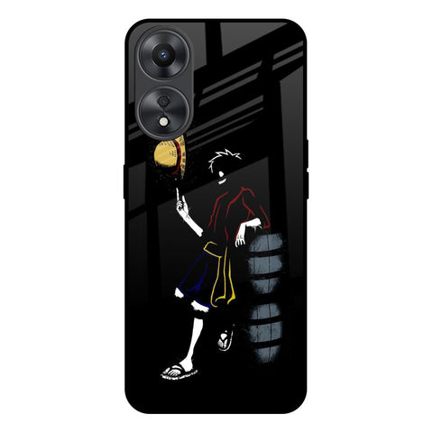 Luffy Line Art Oppo A58 5G Glass Back Cover Online
