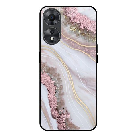 Pink & Gold Gllitter Marble Oppo A58 5G Glass Back Cover Online