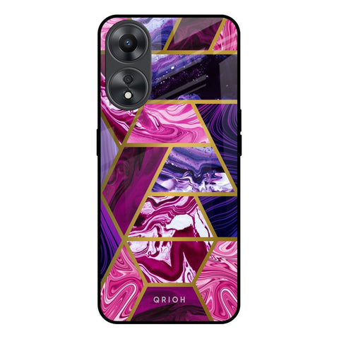 Electroplated Geometric Marble Oppo A58 5G Glass Back Cover Online