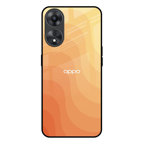 Orange Curve Pattern Oppo A58 5G Glass Back Cover Online