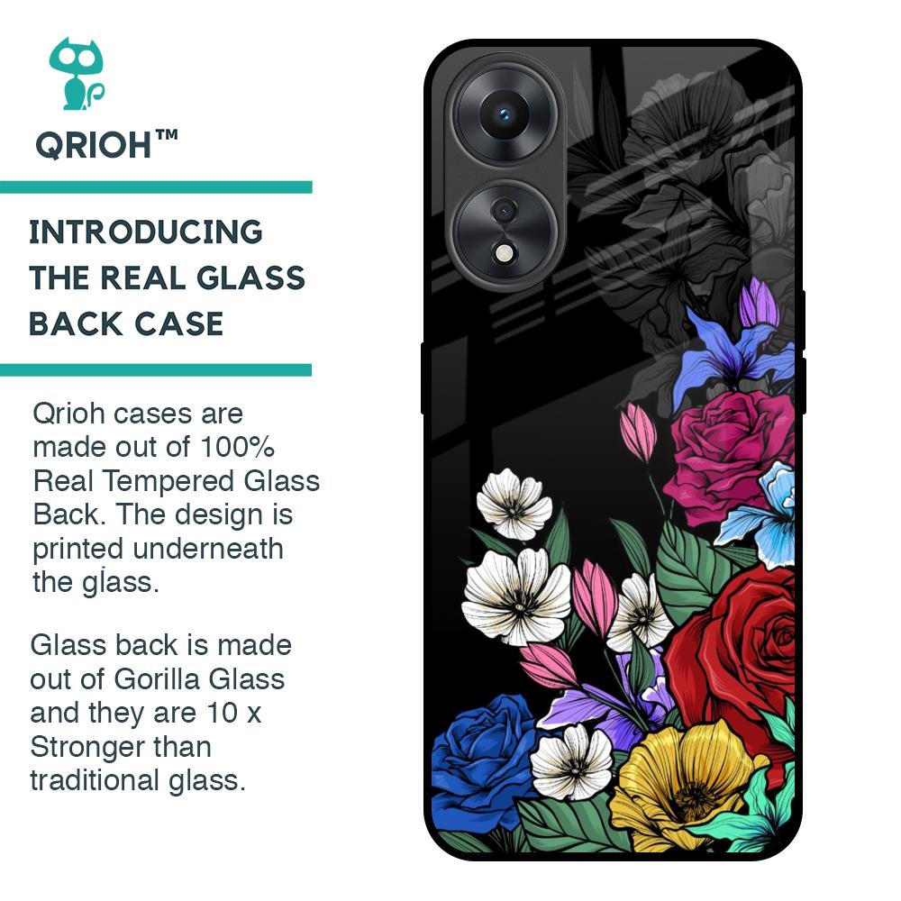 Rose Flower Bunch Art Glass Case for Oppo A58 5G
