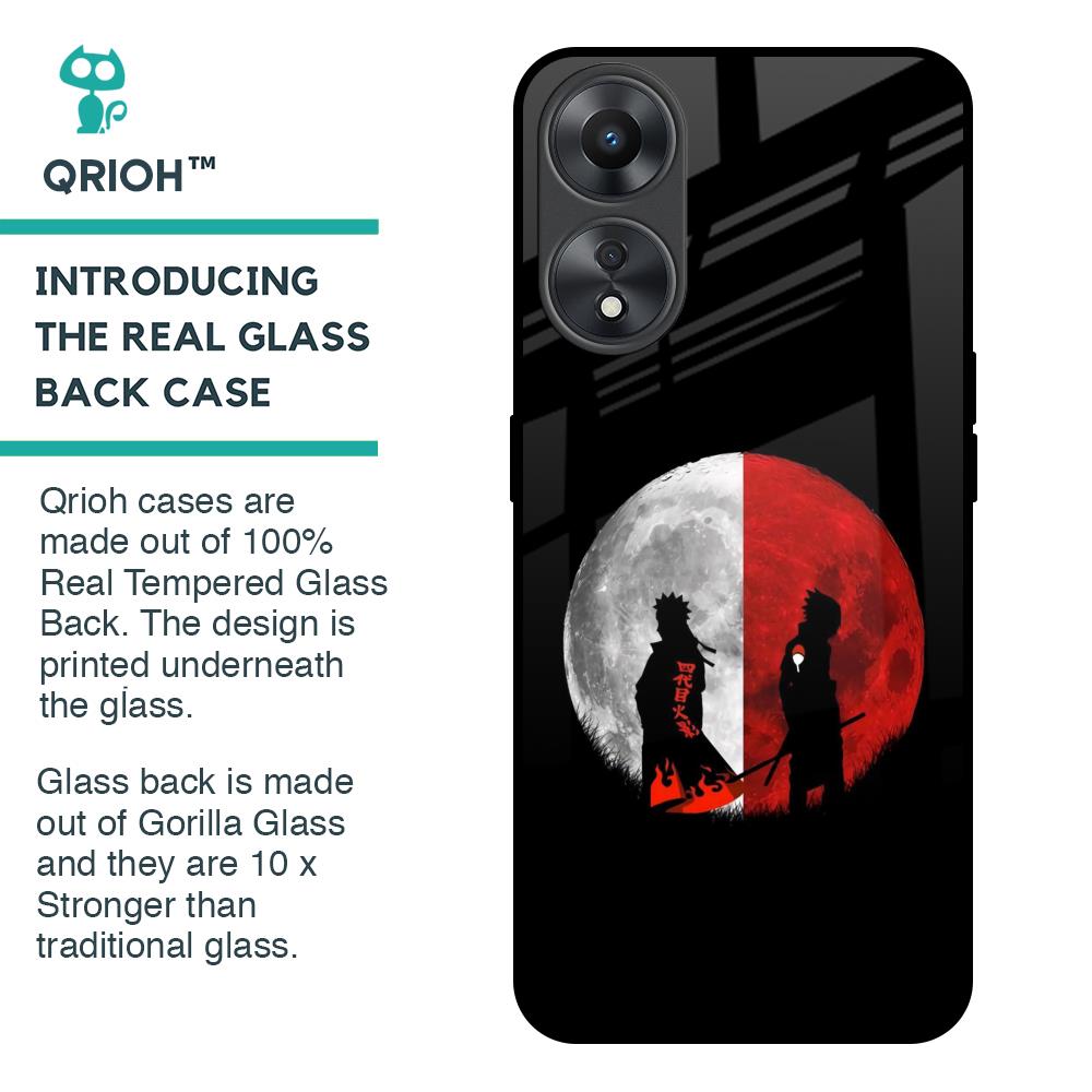 Anime Red Moon Glass Case for Oppo A58 5G
