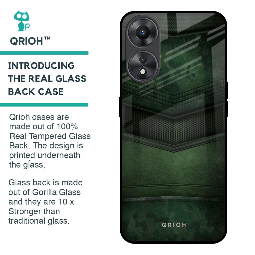 Green Leather Glass Case for Oppo A58 5G