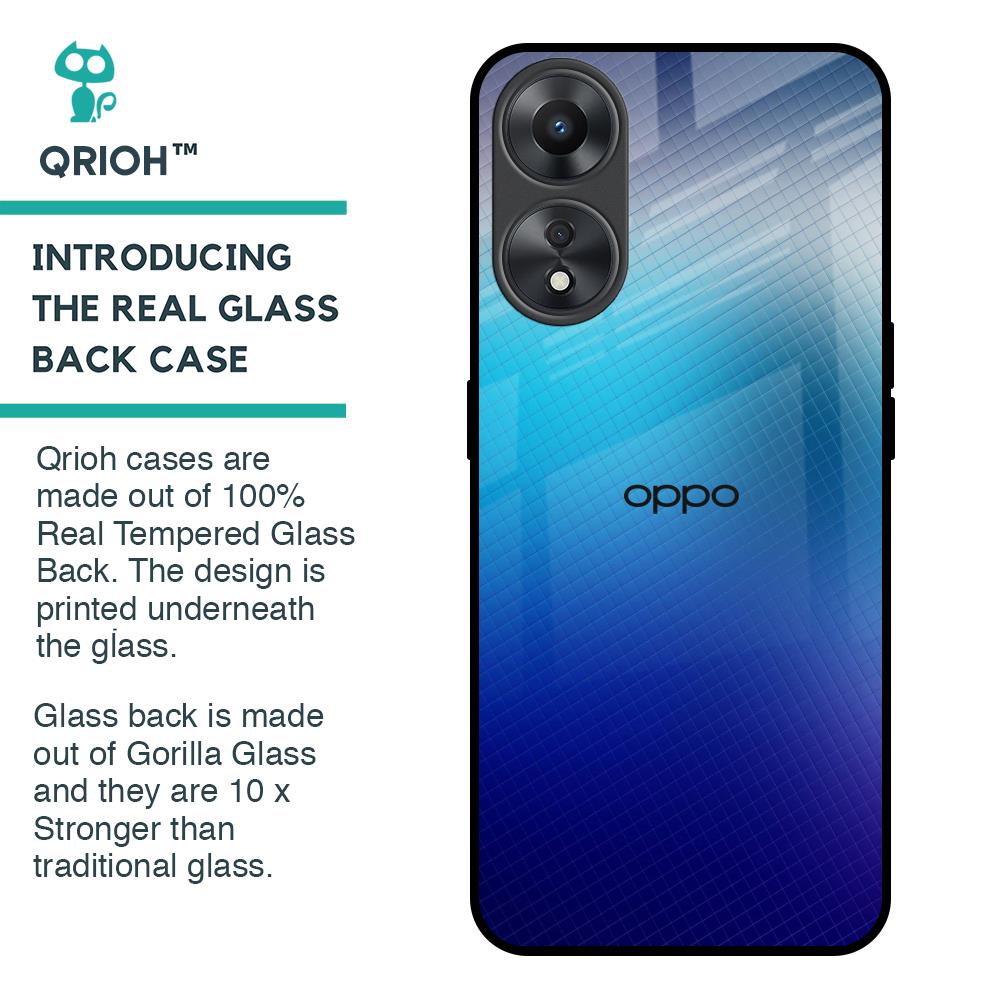 Blue Rhombus Pattern Glass Case for Oppo A58 5G