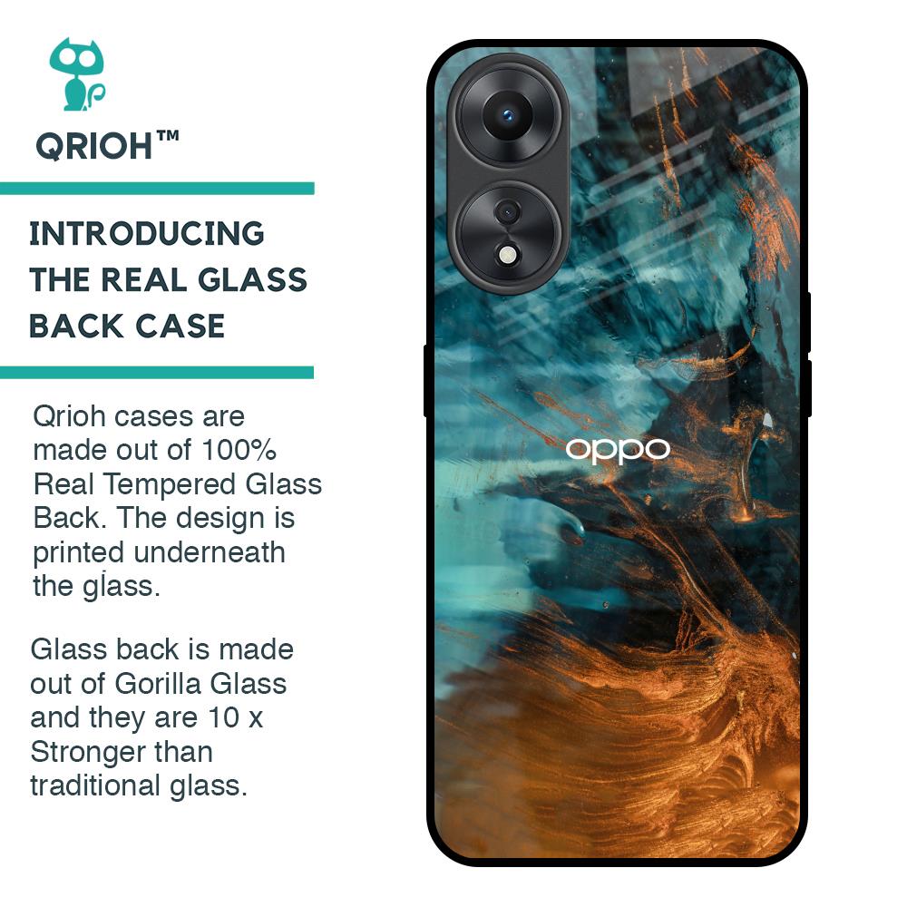 Golden Splash Glass Case for Oppo A58 5G